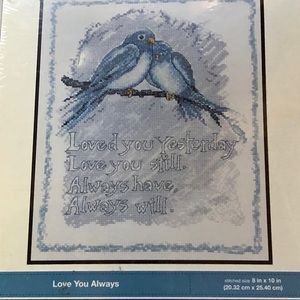 Bucilla blue bird cross stitch kit cottagecore